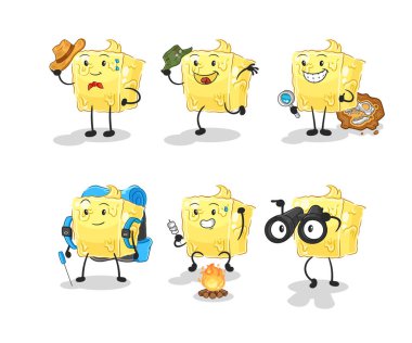 the butter adventure group character. cartoon mascot vecto