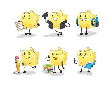 the butter education set character. cartoon mascot vecto
