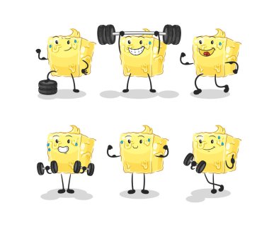 the butter exercise set character. cartoon mascot vecto
