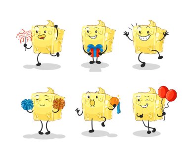 the butter celebration set character. cartoon mascot vecto