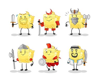 the butter warrior group character. cartoon mascot vecto