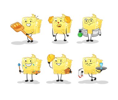 the butter profession set character. cartoon mascot vecto