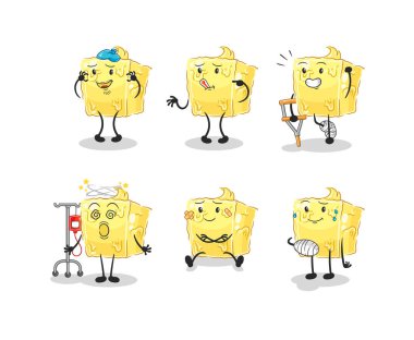 the butter sick group character. cartoon mascot vecto