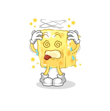 the sponge dizzy head mascot. cartoon vecto