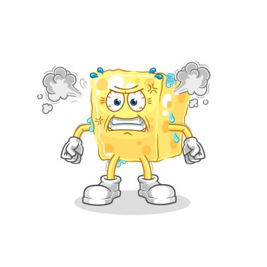 the sponge very angry mascot. cartoon vecto