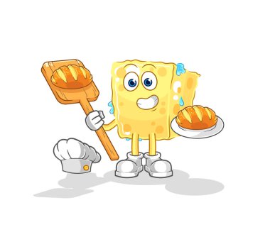 the sponge baker with bread. cartoon mascot vecto