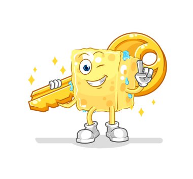 the sponge carry the key mascot. cartoon vecto