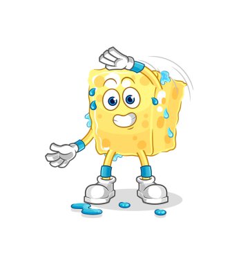 the sponge stretching character. cartoon mascot vecto