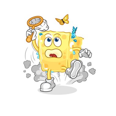 the sponge catch butterfly illustration. character vecto