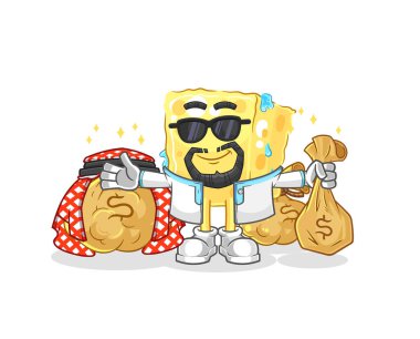 the sponge rich arabian mascot. cartoon vecto