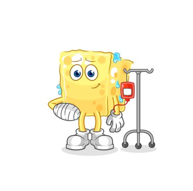 the sponge sick in IV illustration. character vecto