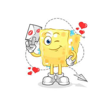 the sponge hold love letter illustration. character vecto