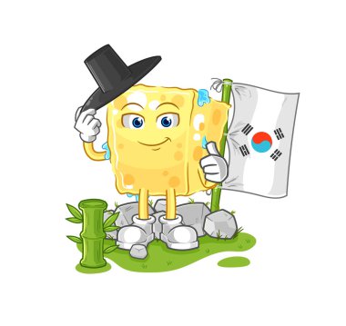 the sponge korean character. cartoon mascot vecto