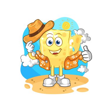 the sponge go on vacation. cartoon mascot vecto