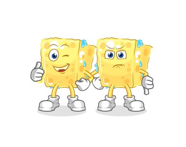 the sponge thumbs up and thumbs down. cartoon mascot vecto