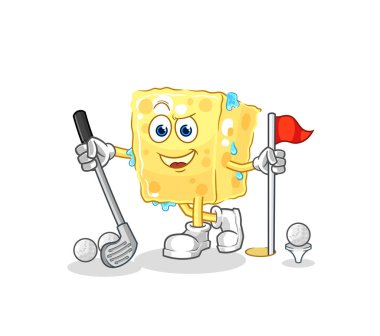 the sponge playing golf vector. cartoon characte