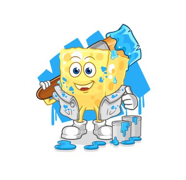 the sponge painter illustration. character vecto