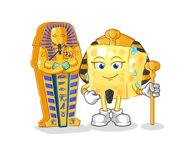 the sponge ancient egypt cartoon. cartoon mascot vecto