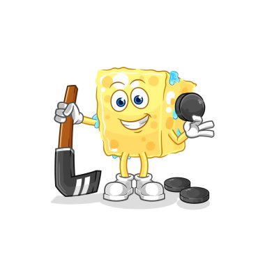 the sponge playing hockey vector. cartoon characte
