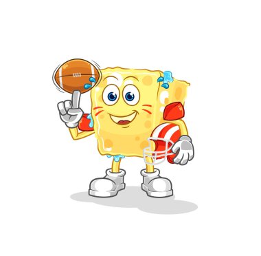 the sponge playing rugby character. cartoon mascot vecto