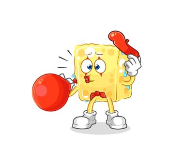 the sponge pantomime blowing balloon. cartoon mascot vecto