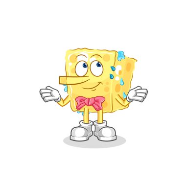 the sponge lie like Pinocchio character. cartoon mascot vecto
