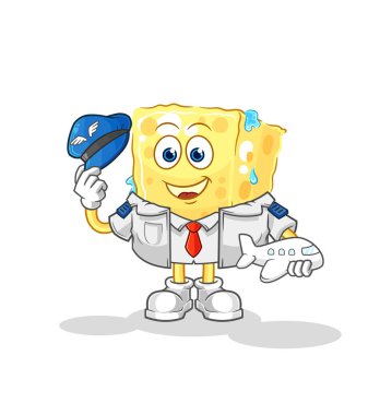 the sponge pilot mascot. cartoon vecto