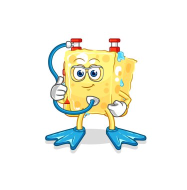 the sponge diver cartoon. cartoon mascot vecto