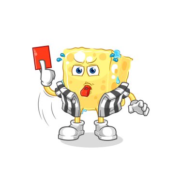 the sponge referee with red card illustration. character vecto