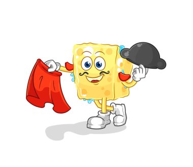 the sponge matador with red cloth illustration. character vecto