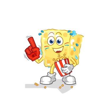 the sponge fan with popcorn illustration. character vecto