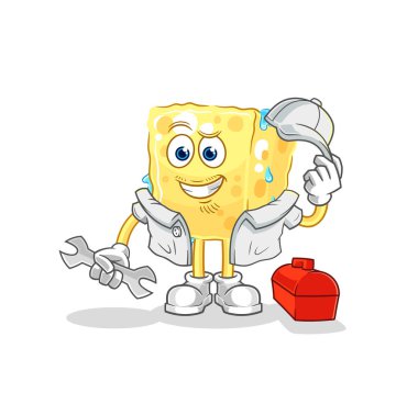 the sponge mechanic cartoon. cartoon mascot vecto