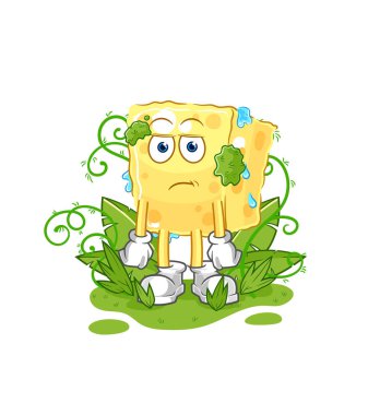 the sponge waiting too long mascot. cartoon vecto