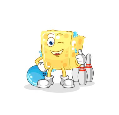 the sponge play bowling illustration. character vecto