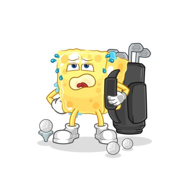 the sponge with golf equipment. cartoon mascot vecto