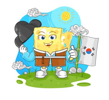 the sponge korean culture vector. cartoon characte