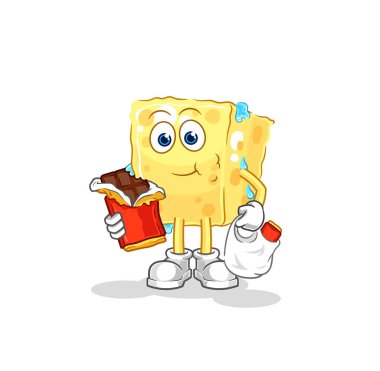 the sponge eat chocolate mascot. cartoon vecto
