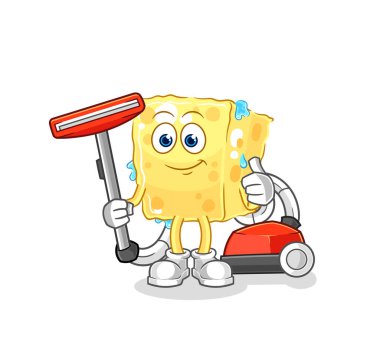 the sponge clean with a vacuum . character vecto