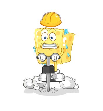 the sponge drill the ground cartoon character vecto
