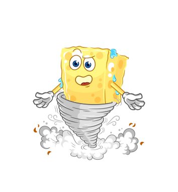 the sponge in the tornado cartoon character vecto