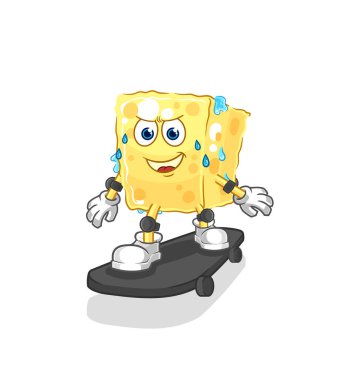 the sponge riding skateboard cartoon character vecto
