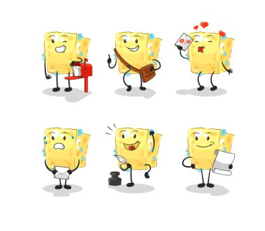 the sponge postman set character. cartoon mascot vecto