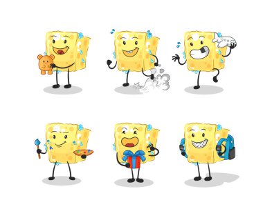 the sponge children group character. cartoon mascot vecto