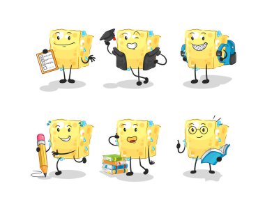 the sponge education set character. cartoon mascot vecto