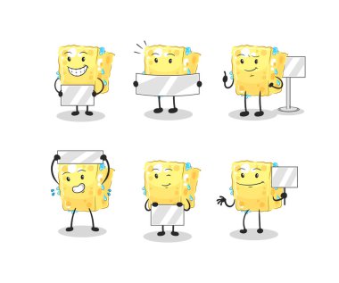 the sponge holding board group character. mascot vecto