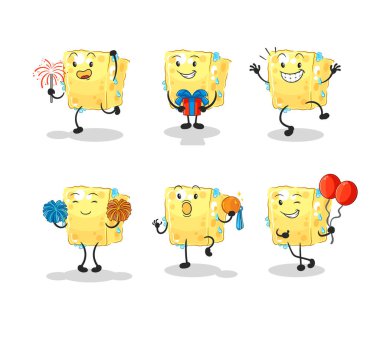 the sponge celebration set character. cartoon mascot vecto