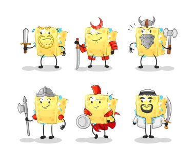 the sponge warrior group character. cartoon mascot vecto
