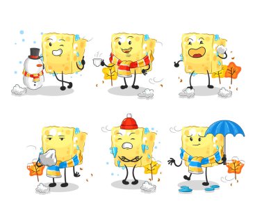 the sponge in cold weather character mascot vecto