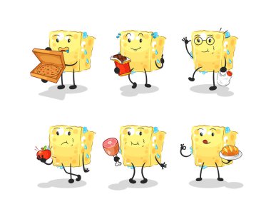 the sponge food set character. cartoon mascot vecto