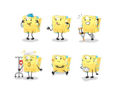 the sponge sick group character. cartoon mascot vecto